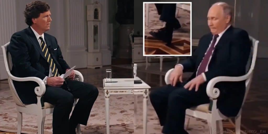 Ce s-a întâmplat cu piciorul lui Putin în timpul interviului cu Tucker Carlson. Gestul controversat făcut de președintele rus / video