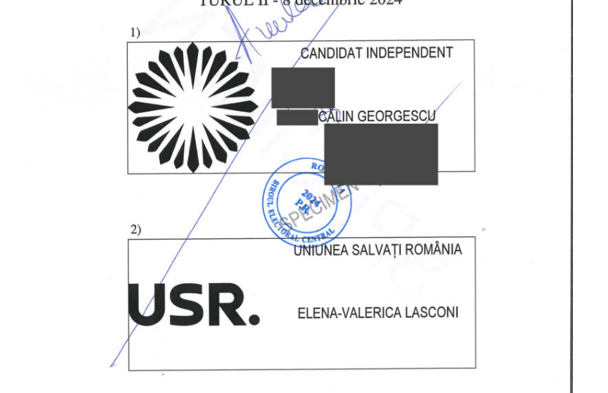 FOTO: Cum arată buletinul de vot pentru turul doi la alegerile prezidențiale – 60m.ro