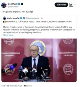Elon Musk, atac direct la președintele CCR: „Acest tip este un tiran, nu un judecător” – 60m.ro