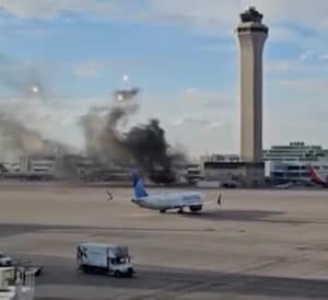 Motorul unui avion cu 172 de pasageri la bord a luat foc. Oamenii, evacuați pe aripa aeronavei – GALERIE VIDEO